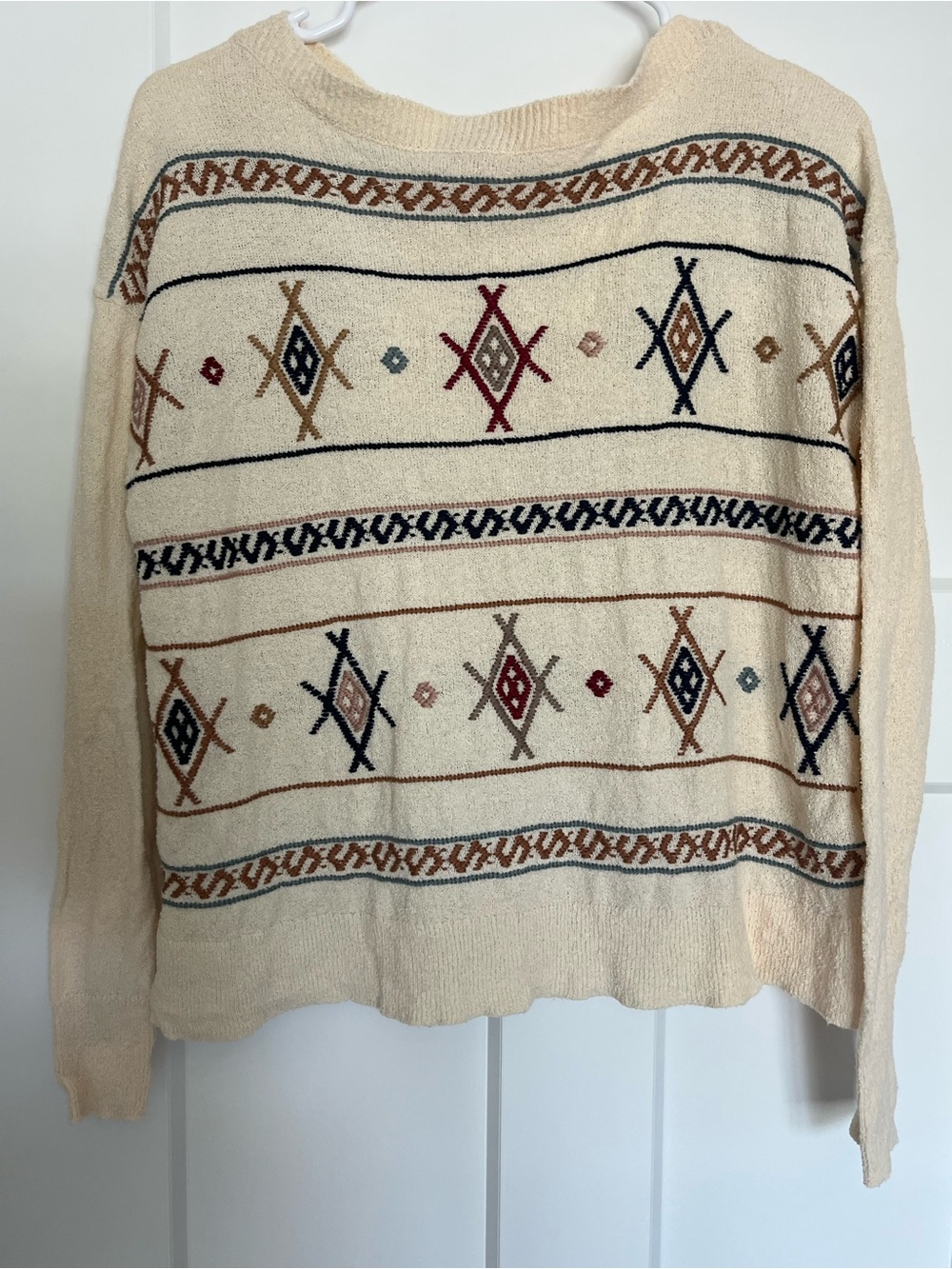 Madewell Embroidered Reseda Pullover Sweater Cream XXS